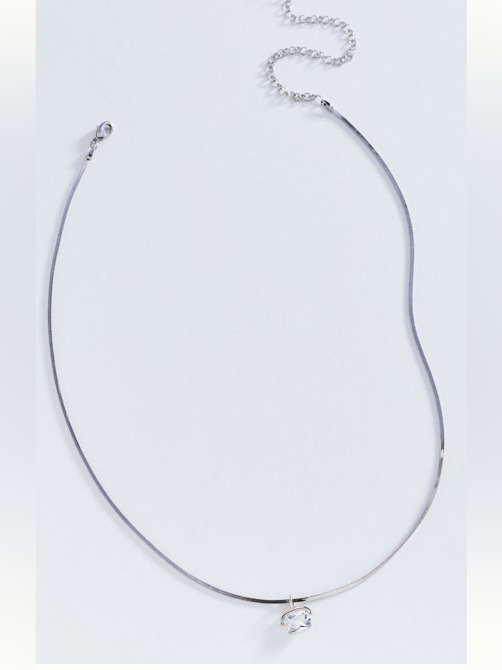 Anthropologie Herringbone Pendant Necklace lobster clasp‎ cubic zirconia chic